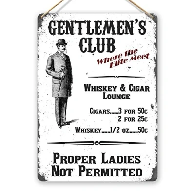 Image of wtf Gentleman&#039;s Club Twine Metal Wall Sign Plaque Art Inspirational