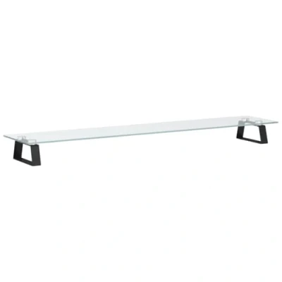 Image of vidaXL Computer Monitor Stand Black Metal and Tempered Glass Display Riser with Storage Area, Ergonomic Design, Eye Level Viewing, Ideal for Computer, Laptop, LED, OLED, LCD