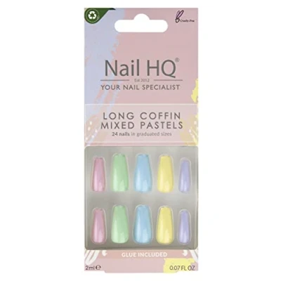 Image of NAIL HQ Long Coffin Mixed Pastels Nails