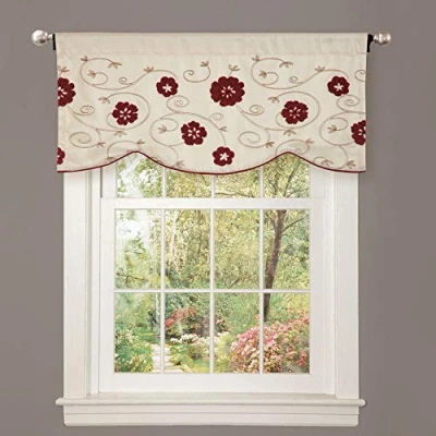 Image of Lush Decor Valance Royal Embrace Floral Window Kitchen Curtain (Single), 18 x 42, Blue, Red