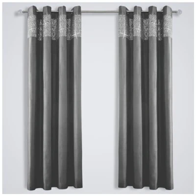 Image of GC GAVENO CAVAILIA Living Room Curtains Eyelet 90x90 Inch Fully Lined Ring Top Drapes Charcoal