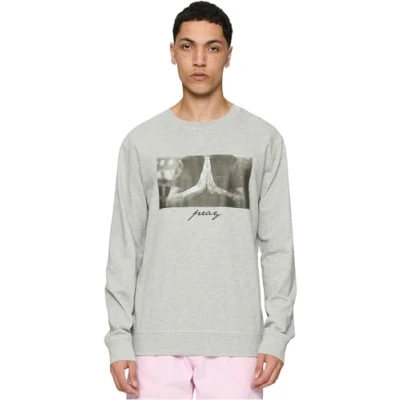 Image of Mister Tee Men&#039;s Pray Crewneck Sweatshirt, Grey, S