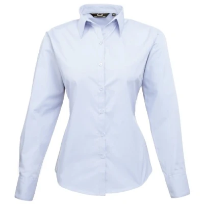 Image of Premier Fitness Women&#039;s Poplin Long Sleeve Blouse, Blue (Light Blue), (Size:10)