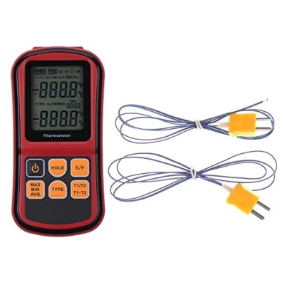 Image of RGBS Dual Channel Digital Thermometer with Two K type Thermocouples Temperature Meter LCD Backlight for K/J/T/E/R/S/N Thermocouple, Industry, Agriculture, Meteorology and Daily Life