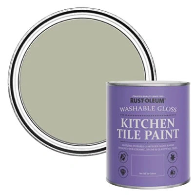 Image of Rust Oleum Brown Water Resistant Kitchen Tile Paint in Gloss Finish Tanglewood 750ml