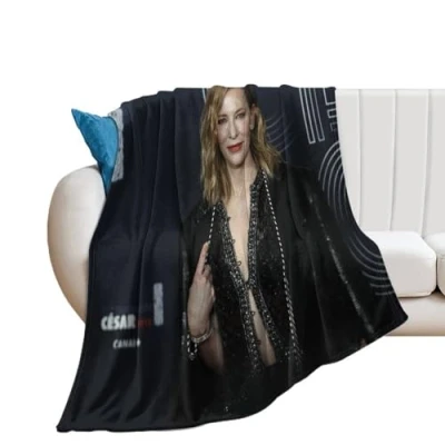 Image of XSQING Cate Blanchett Famous Director Actress Poster Fleece Throw Blanket for Bed Couch Sofa 300GSM Super Soft And Warm Flannel Blankets Home Decor 50&quot;x60&quot;