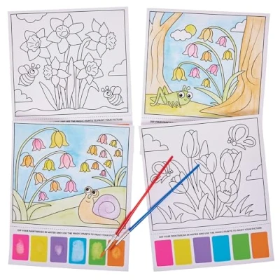 Image of Baker Ross FX942 Spring Flowers Magic Painting Kits Pack of 10, for Kids