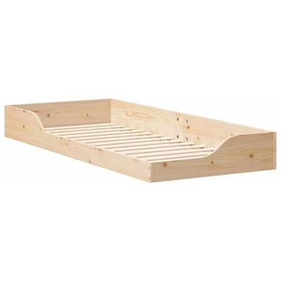 Image of vidaXL Floor Bed Frame Brown 80 x 220 cm Solid pine wood