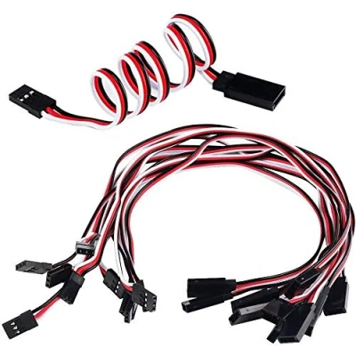 Image of POFET 20pcs Servo Extension Cable Lead Wire 10mm 12.59inch 3 Pin Cord JR Male Head and Futaba Female for RC Plane