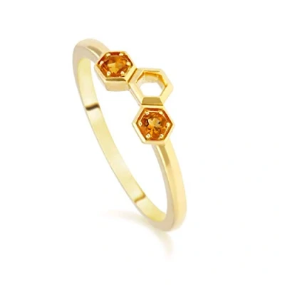Image of Honeycomb Inspired Citrine Stack Ring in 9ct Yellow Gold