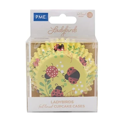 Image of PME Foil Lined Cupcake Cases Ladybird, Pack of 30, Metallic