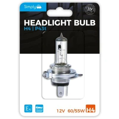 Image of Simply S472 H4 Car Headlight Bulb, 12V, 60/55W, Complies with ECE R 37, Base P43t, Maximum Visibility