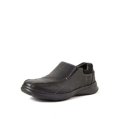 Image of Clarks Men&#039;s Cotrell Step Loafers, Black Oily Leather, 9.5 UK