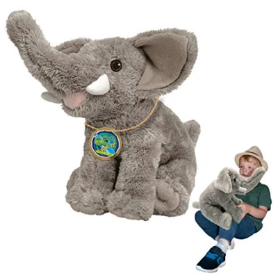 Image of EcoBuddiez Elephant from Deluxebase. Large 30cm Soft Plush Animals made Recycled Plastic Bottles. Eco Friendly Cuddly Gift for Kids and Cute Stuffed Animal Toy Toddlers.