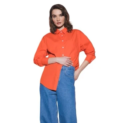 Image of DeFacto Women&#039;s V3984az Tunic Shirt, Orange, S