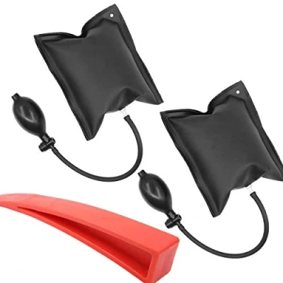 Image of 2 Pieces Black Inflatable Air Wedge Pump with 1 Pcs Red Alignment Tool for Home Door Window Installation Auto Repair