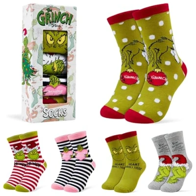 Image of The Grinch Womens Novelty Calf Length Socks Pack of 5 Funny Gifts for Women