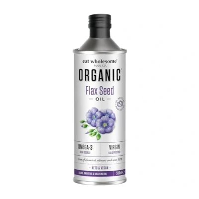 Image of Eat Wholesome Organic Flax Seed Oil, 500ml Cold Pressed, High Source of Omega 3, 100% Pure
