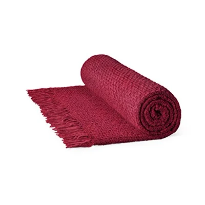 Image of Rapport Chenille Throw, Burgundy Red, 152x203 cm