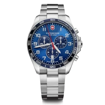 Image of Victorinox Men’s Watch Fieldforce Classic Chrono Ø 42 mm, Swiss Made, Analogue Quartz, Water Resistant up to 100 m, Stainless Steel Strap, Blue/Silver