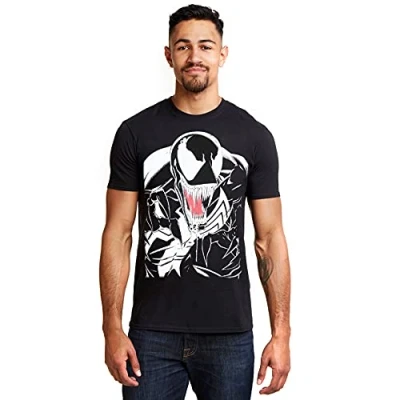 Image of Marvel Men&#039;s Venom T Shirt, Black (Black Blk), L UK