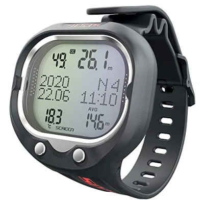 Image of Seac Screen, Scuba Wrist Dive Computer for 1 or 2 mixes and Freediving mode, black/red