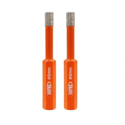 Image of BGTEC Dry Diamond Drill Bits 2pcs 6mm Tile with Hex Shank for Granite Marble Porcelain Ceramic Masonry