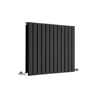 Image of Milano Alpha Black Horizontal Double Flat Panel Radiator 635mm x 840mm
