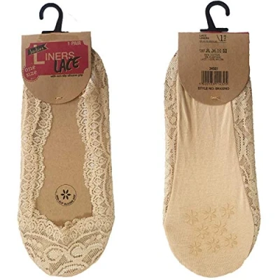 Image of Undercover Ltd 3 Pairs Womens Tom Franks Lace Liners SK432 Natural