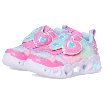 Image of Skechers Girls Trainers, Pink Sparkle Mesh/Turquoise Trim, 4 UK