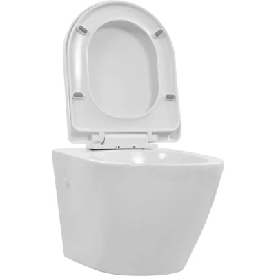 Image of vidaXL Wall Hung Rimless Toilet Ceramic White