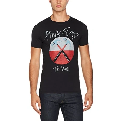 Image of PINK FLOYD Men&#039;s Wall Logo T Shirt, Black, Medium