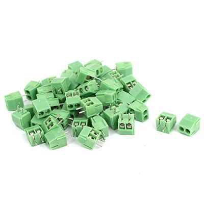 Image of sourcing map 50 Pcs 2 Pin Screw Terminal Block 3.5mm Pitch Panel PCB Mount Green