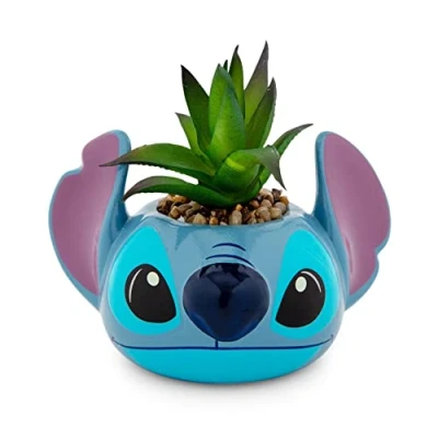 Image of Disney Lilo &amp; Stitch 3 Inch Ceramic Mini Planter with Artificial Succulent
