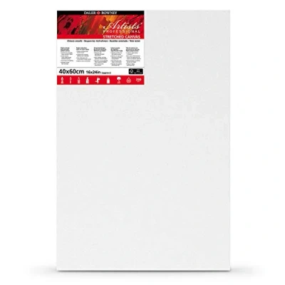 Image of Daler Rowney Artists&#039; Stretched Canvas, Medium Grain, 350 gsm, 20mm Deep, 16 x 24in 40 60 cm, White