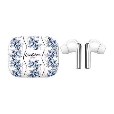 Image of VQ Skylark Wireless Bluetooth Earbuds White &amp; Blue, White,Blue,Patterned