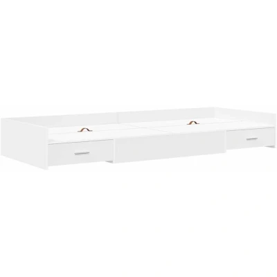 Image of vidaXL Storage Bed Frame with Headboard White 75 x 190 cm Engineered wood