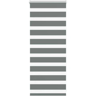 Image of vidaXL Zebra Blind Dark Grey 60x100 cm Fabric Width 55.9 Polyester