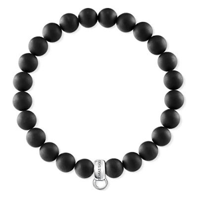 Image of Thomas Sabo Women Bracelet Charm Club 925 Sterling Silver Obsidian Black Length 16.5 Cm X0219 023 11 L16,5