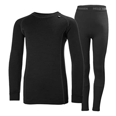 Image of Helly Hansen Boy&#039;s Jr Lifa Merino Midweight Set Pants, Black, 14 Years UK