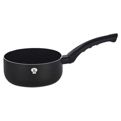 Image of BLAUMANN Cookware Frying Grill Pots Pan Saucepan Casserole Soft Touch Handle Lid (Matt Black, 16x7cm Milk 1.15L)
