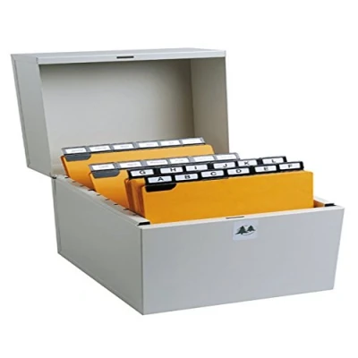 Image of Exacompta Ref 54721E Vertical Record Card Filing Box 100 x 157 210mm in Size, Suitable for 125 75mm Cards, Holds Approximately 500 Cards Grey