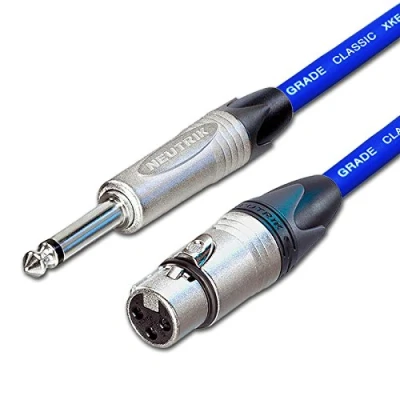 Image of Van Damme Female XLR to Mono Jack lead. Mic DJ Mixer. Neutrik NP2X (5m, Blue)