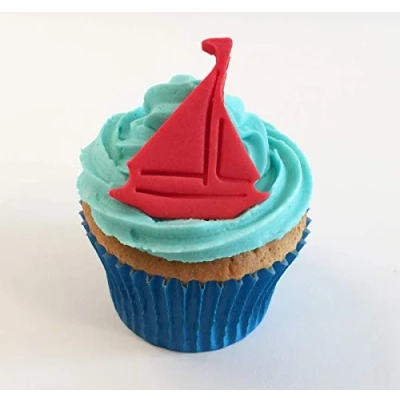 Image of 6 Red Sugar Boat Cake Decorations Edible, Unique and Made with Love in The UK!