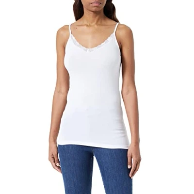 Image of Vila Women&#039;s Vidaisy Lace Singlet Noos Top, Optical Snow, XXL