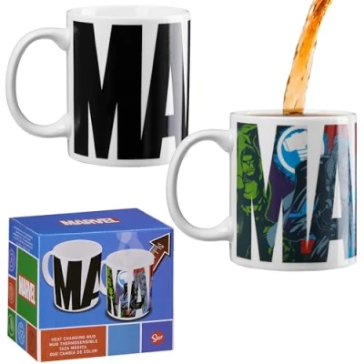 Image of Marvel Coffee Mug Men Teenagers Boys 312ml Ceramic Heat Colour Changing Gift Set Official Merchandise Gifts for Him