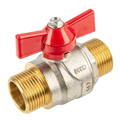 Image of tecuro Ball Valve, Male Thread G 3/4 Inch (DN 20) on Both Sides Wing Handle, Nickel Plated Brass