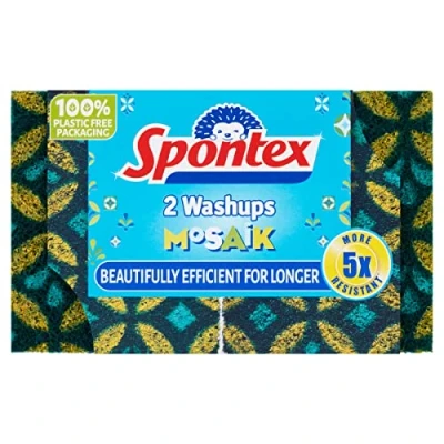 Image of Spontex Washups Mosaik Sponge Scourers 2pk