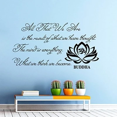 Image of Wall Decals Quotes Buddha Quote All that we are Yoga Lotus Flower Vinyl Sticker Decor Murals Other Font