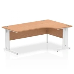 Image of Impulse 1800mm Right Crescent Desk Oak Top White Cable Managed Leg
